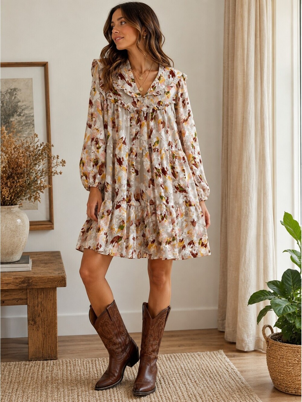 Entro Boutique Ruffle Tiered Mini Dress in multicolor print - Women's XL, NWOT
